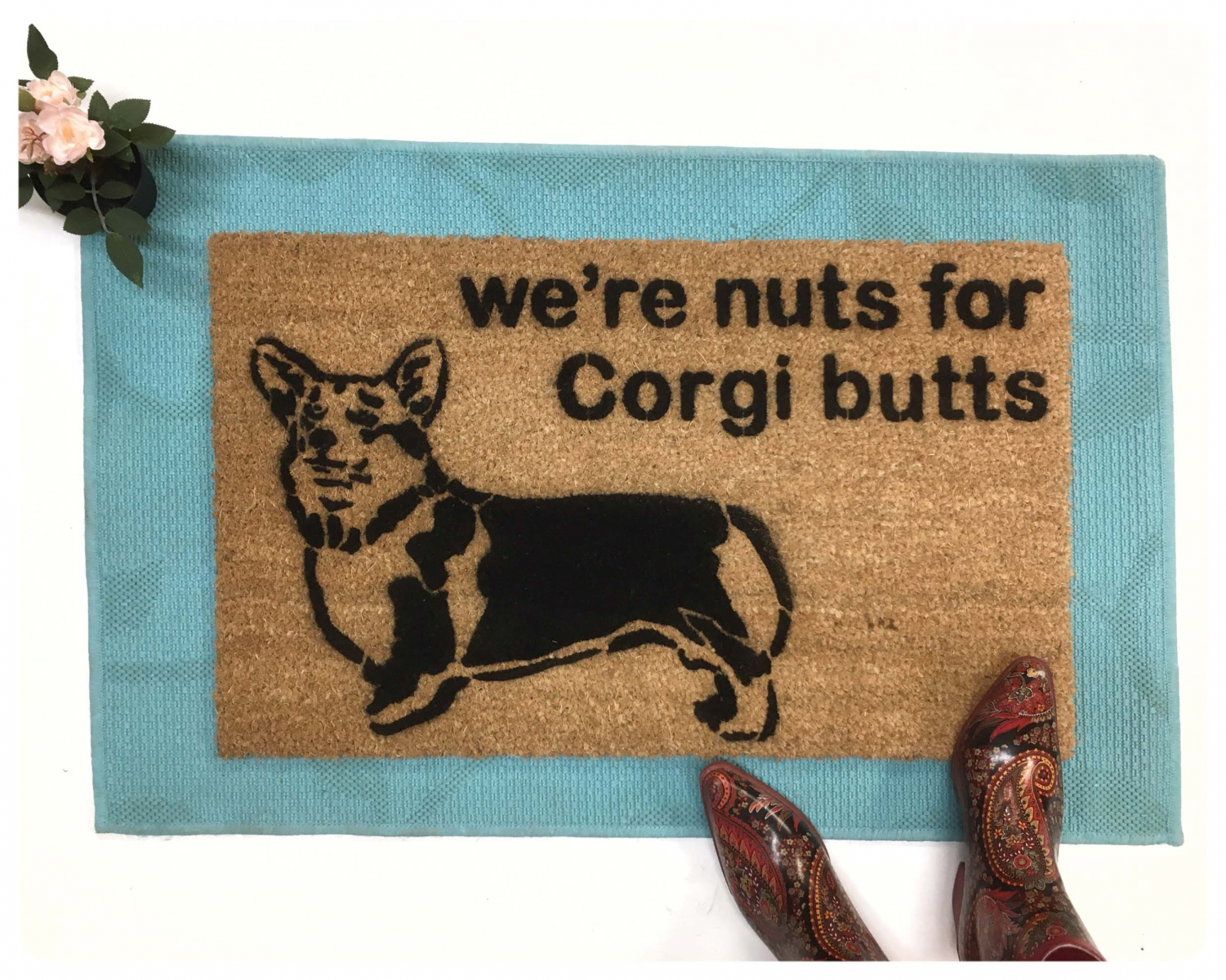 Funny Nuts for corgi butts welsh corgi lover eco friendly coconut coir damn good doormat